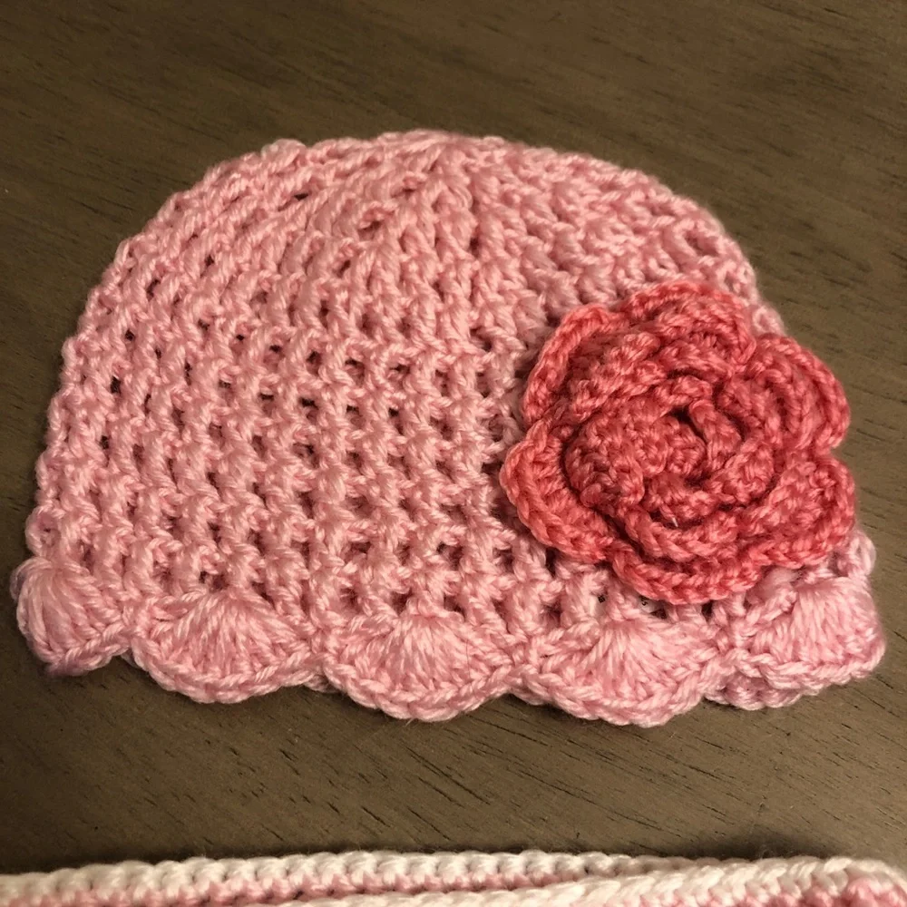 Pink Crochet Baby Hat and Diaper Cover Set